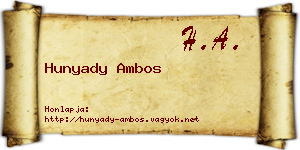 Hunyady Ambos névjegykártya